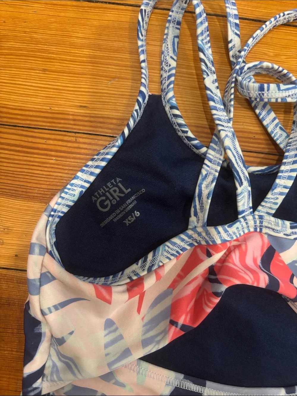 Athleta Girls Tropical Tankini Set in Coral, Mint & Navy - Sz XS / 6